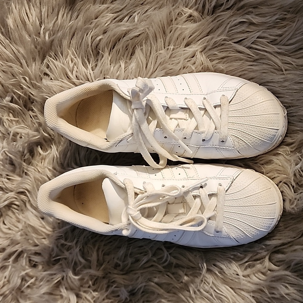 Adidas shell-toe white leather sneakers